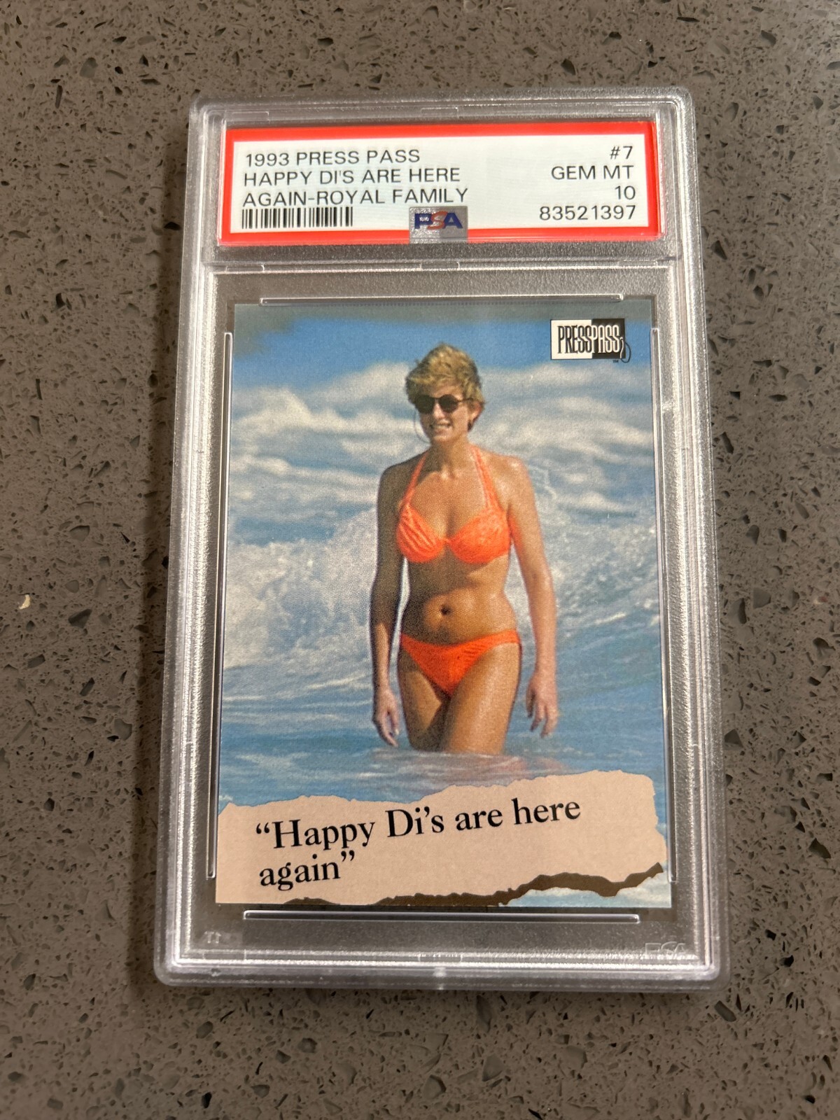 Princess Diana Happy Di's Royal Family 1993 Press Pass #7 PSA GEM MINT Princess Diana Happy Di's Royal Family 1993 Press Pass #7 PSA GEM MINT