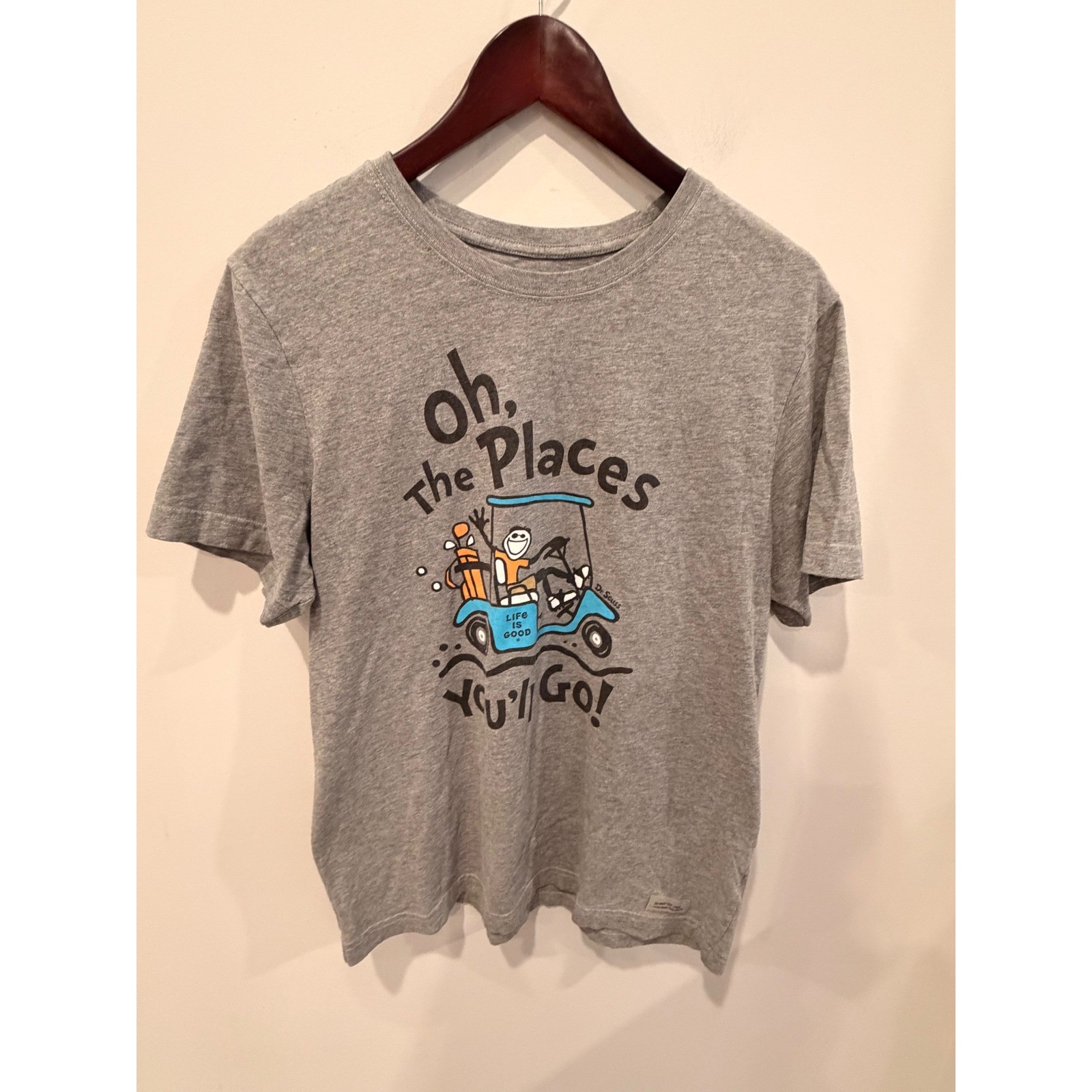 Life is Good Dr Seuss Oh the Places Youll Go Golf T-Shirt Mens Medium Gray Life is Good Dr Seuss Oh the Places Youll Go Golf T-Shirt Mens Medium Gray