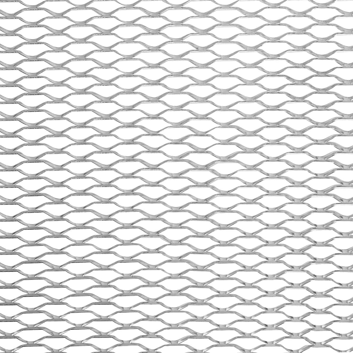 Silver Aluminum Grille Mesh Sheet Universal Automotive 47×13in