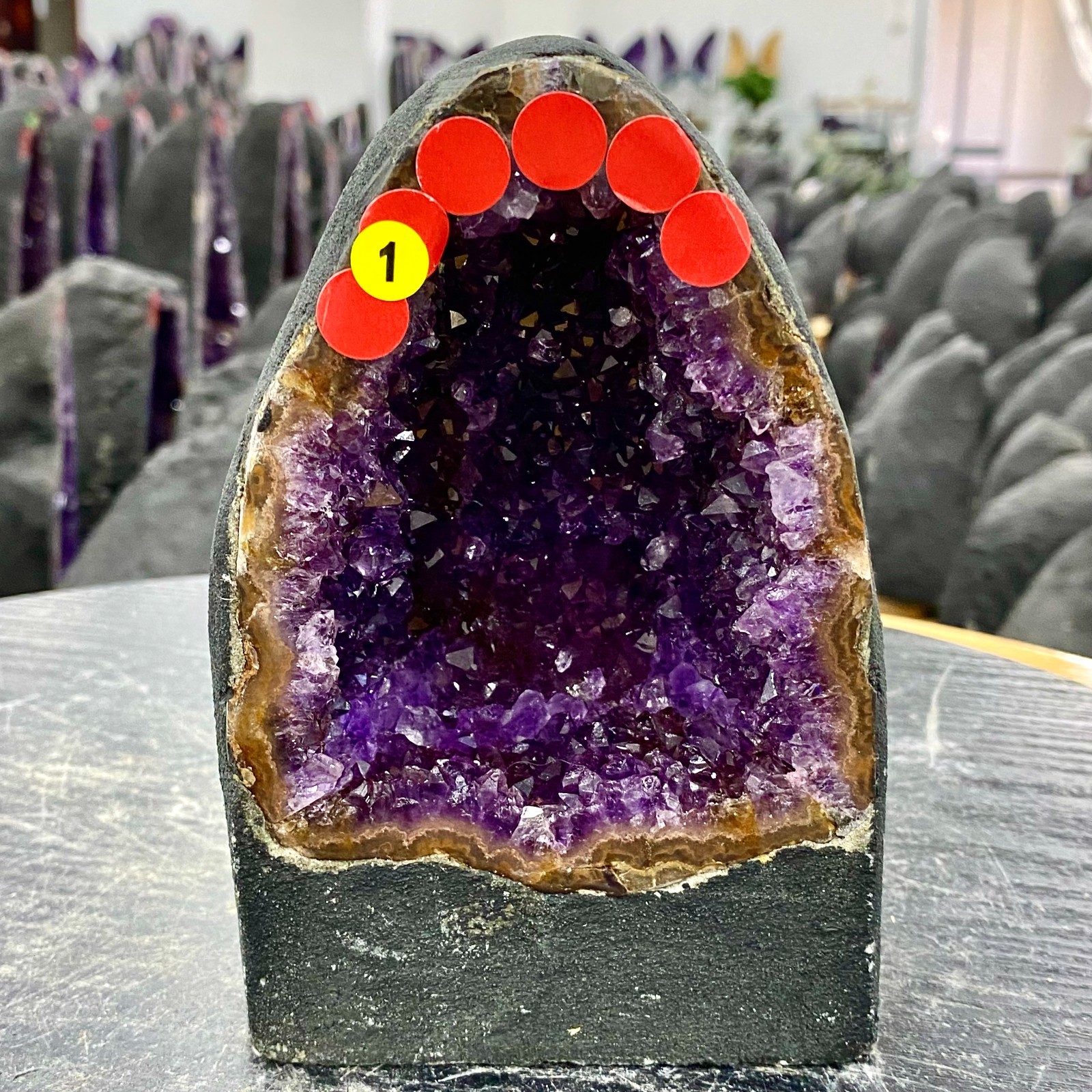 4.1LB Natural Amethyst Geode Quartz Crystal Cluster Cathedral Energy healing