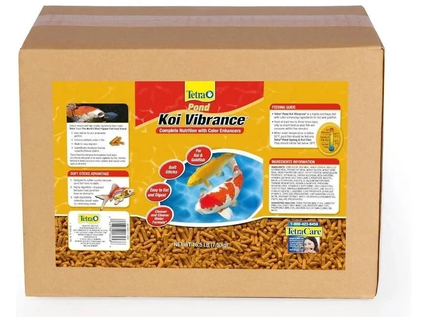 TetraPond Koi Vibrance, Soft Sticks, Floating Pond Food, 16.5 Pounds