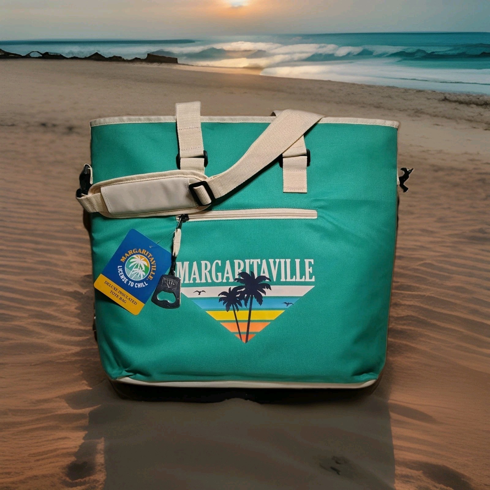 Margaritaville Insulated Cooler Tote Bag w/ Bottle Opener New With Tags Margaritaville Insulated Cooler Tote Bag w/ Bottle Opener New With Tags