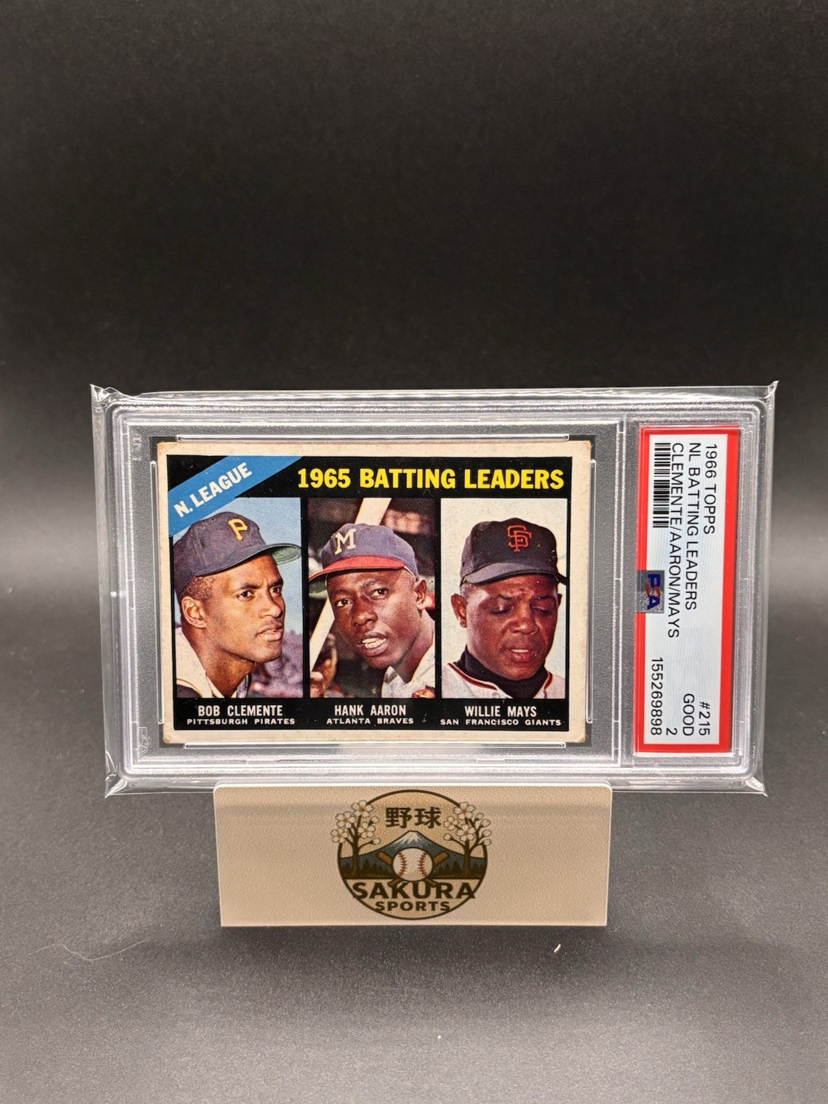 1966 Topps #215 Clemente Aaron Mays NL Batting Leaders PSA 2 GOOD HOF