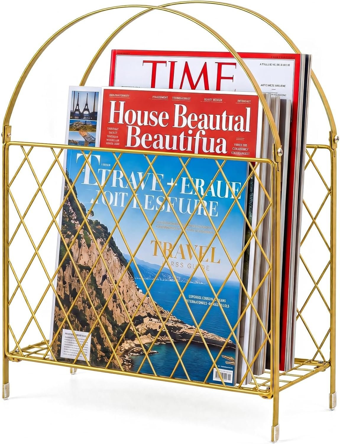 Medcph Gold Metal Magazine Holder, Magazine Rack & Storage Basket Organizer Top Medcph Gold Metal Magazine Holder, Magazine Rack & Storage Basket Organizer Top