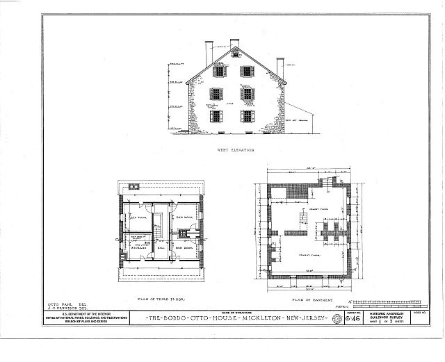Photo:Mickleton NJ Otto Tonkin House Kings Highway HABS 1930s Floor Plan