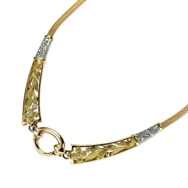 Ishikawa Nobuko K18/Pt900 Diamond Pendant Necklace As Time Flower - Auth free sh