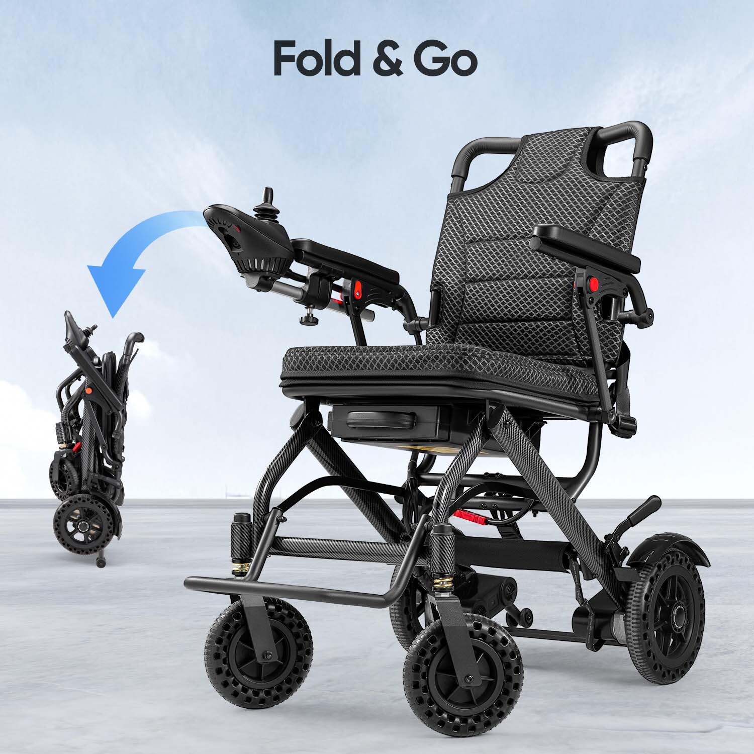 32LB Foldable Electric Wheelchair Intelligent Lightweight Wheelchair For Airline