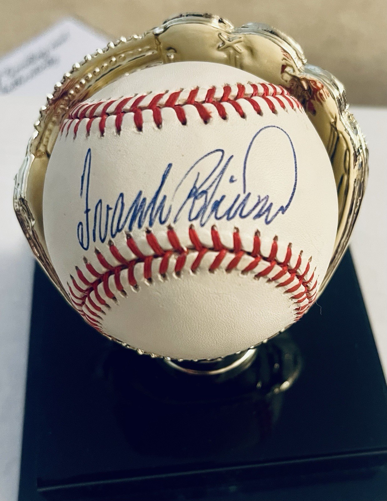 Frank Robinson Signed Official American League Baseball Ball Qube Included Frank Robinson Signed Official American League Baseball Ball Qube Included