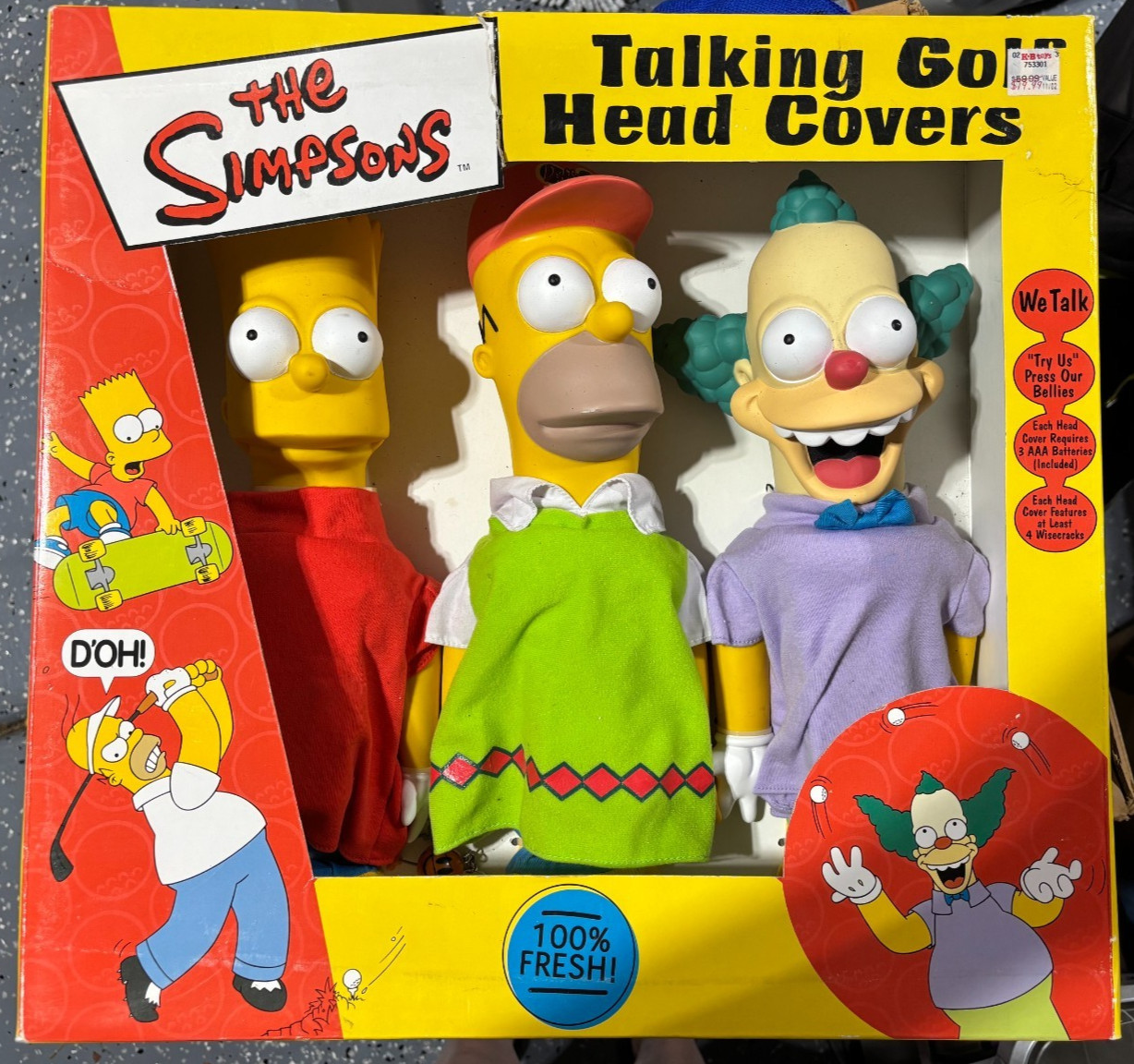 Vintage 2000 The Simpsons - Talking Golf Club Head Cover Bart, Homer, Krusty NIB Vintage 2000 The Simpsons - Talking Golf Club Head Cover Bart, Homer, Krusty NIB