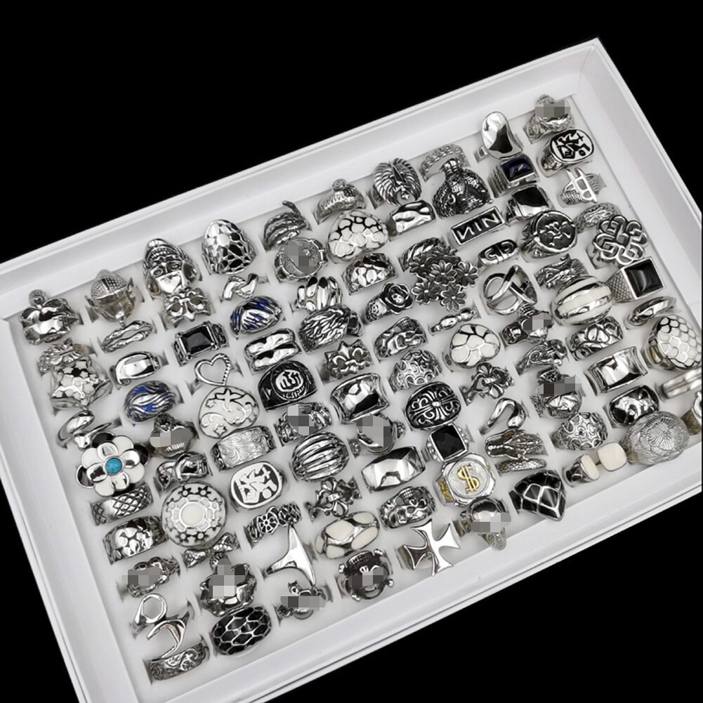  5-100X Wholesale Lots Retro Mixed Skull Stainless Steel Rings Band Ring Jewelry