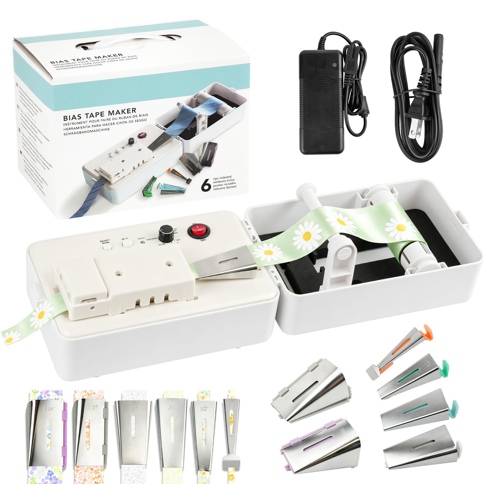 Bias Tape Maker Machine with 6 Different‑Sized Tips