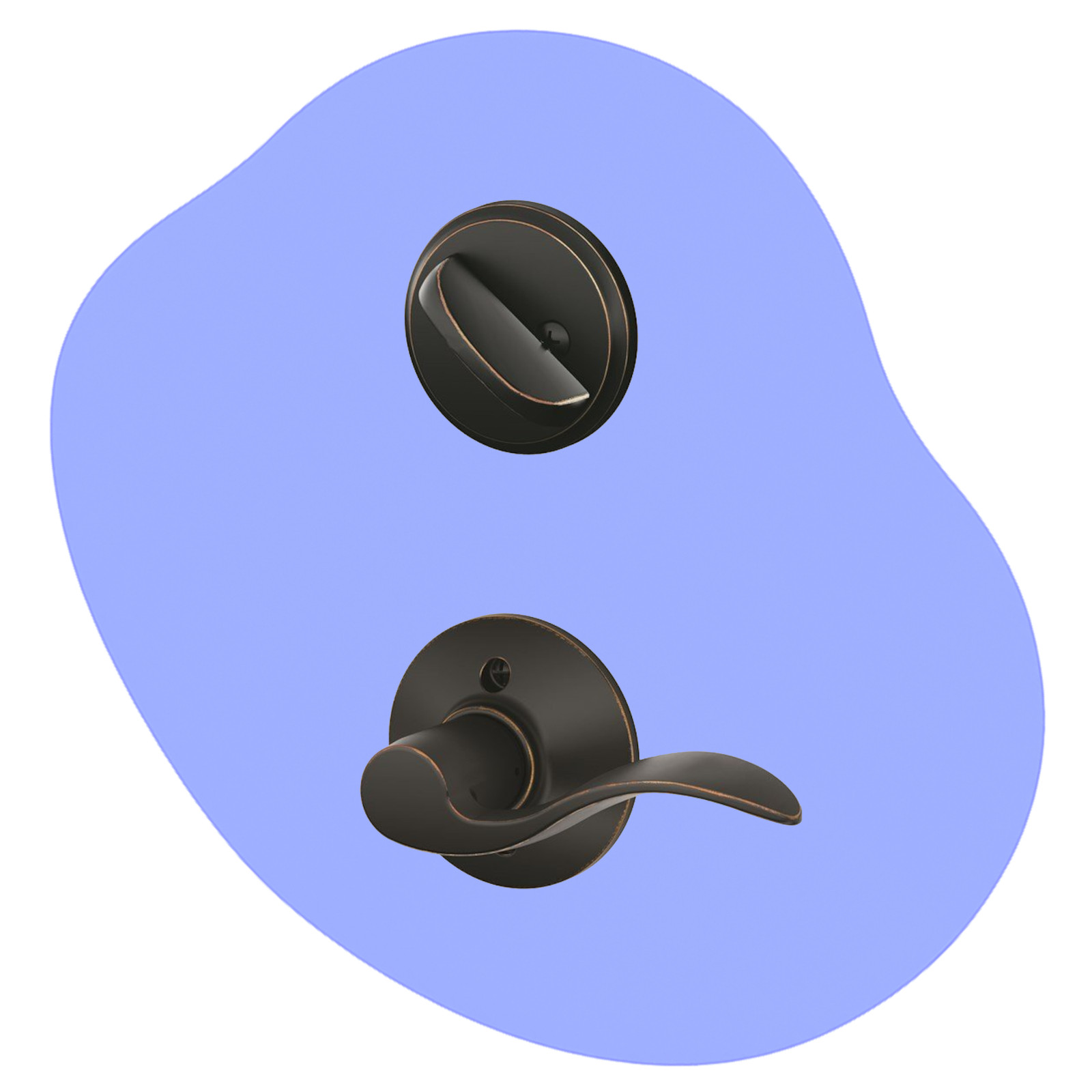 Schlage F59 ACC 716 LH Accent Aged Bronze Interior Lever Deadbolt Handleset NIB