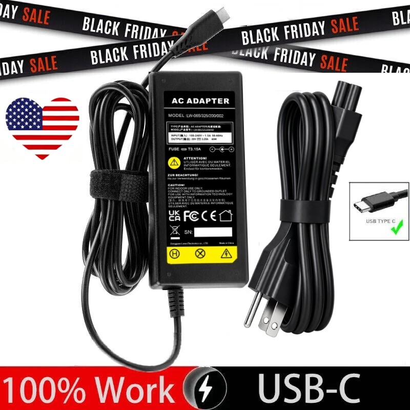 New Slim 65W Laptop Charger USB C for Dell Latitude 5420 5520 5540 7420 7410