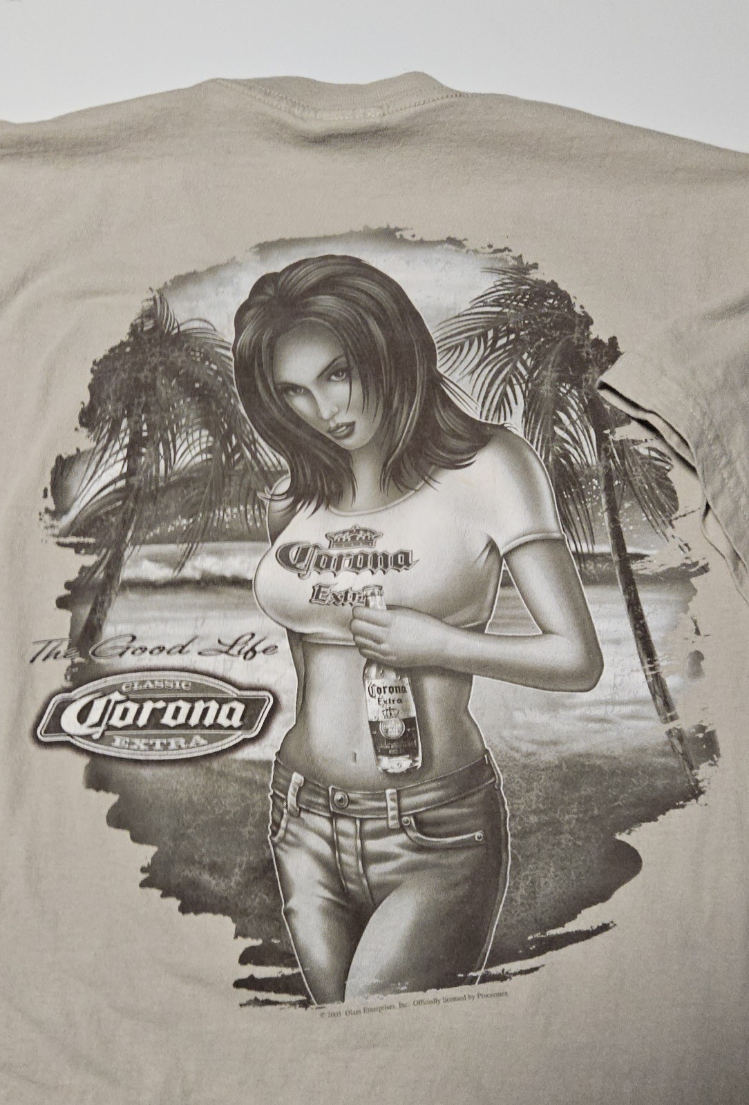 Vtg Corona Extra Shirt “The Good Life” Good Girl Brunette T-Shirt XXL ODM 2001 Vtg Corona Extra Shirt “The Good Life” Good Girl Brunette T-Shirt XXL ODM 2001