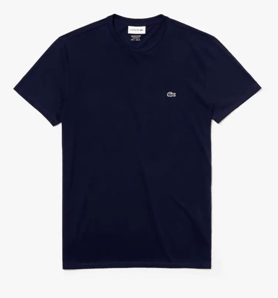 NWT $65 Men Lacoste Crew Neck Pima Cotton Jersey T-shirt Sz Medium Navy Blue
