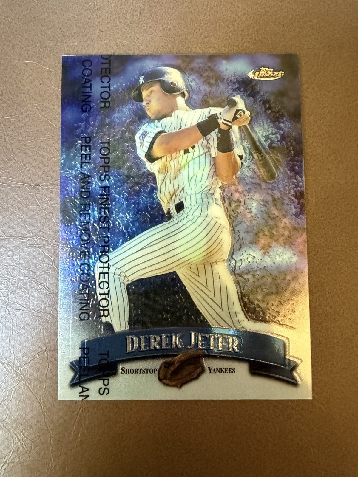 DEREK JETER 1998 Topps Finest REFRACTOR Card #92 w/ Peel New York Yankees HOF DEREK JETER 1998 Topps Finest REFRACTOR Card #92 w/ Peel New York Yankees HOF