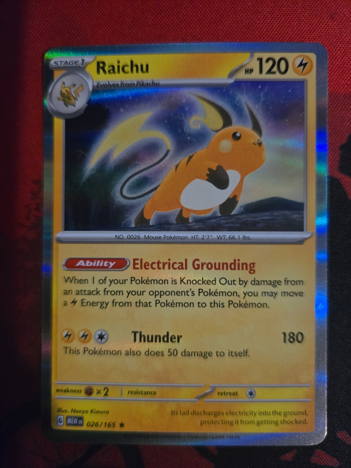 Raichu 026/165 SV: Scarlet & Violet 151 Holo Rare Pokemon NM Raichu 026/165 SV: Scarlet & Violet 151 Holo Rare Pokemon NM