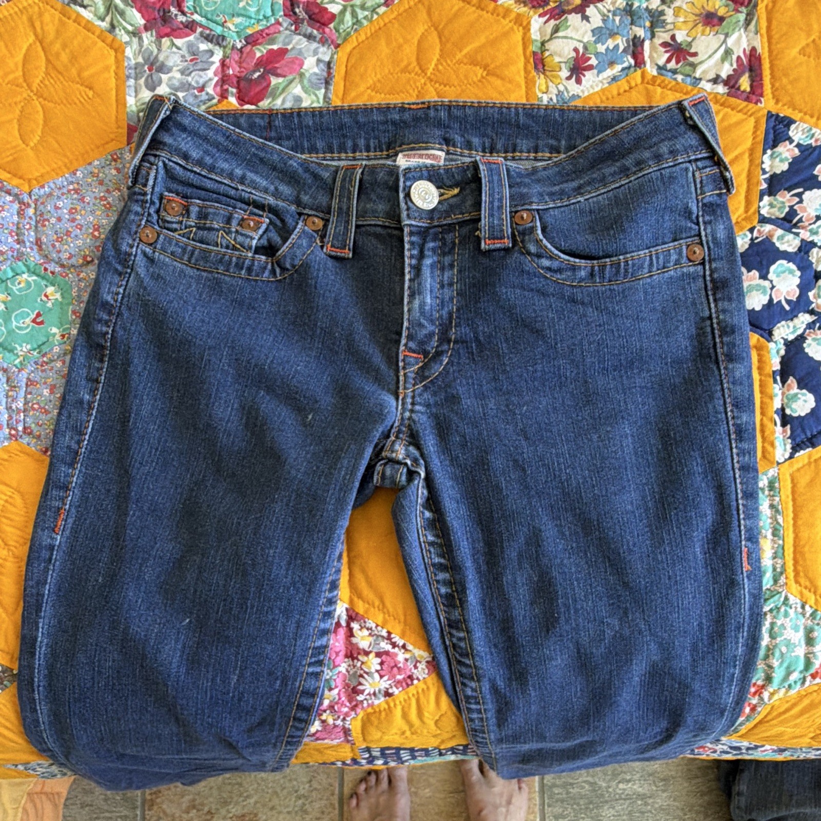 True Religion Women\'s Blue Jeans Size 30 Stevie Straight Leg True Religion Women\'s Blue Jeans Size 30 Stevie Straight Leg