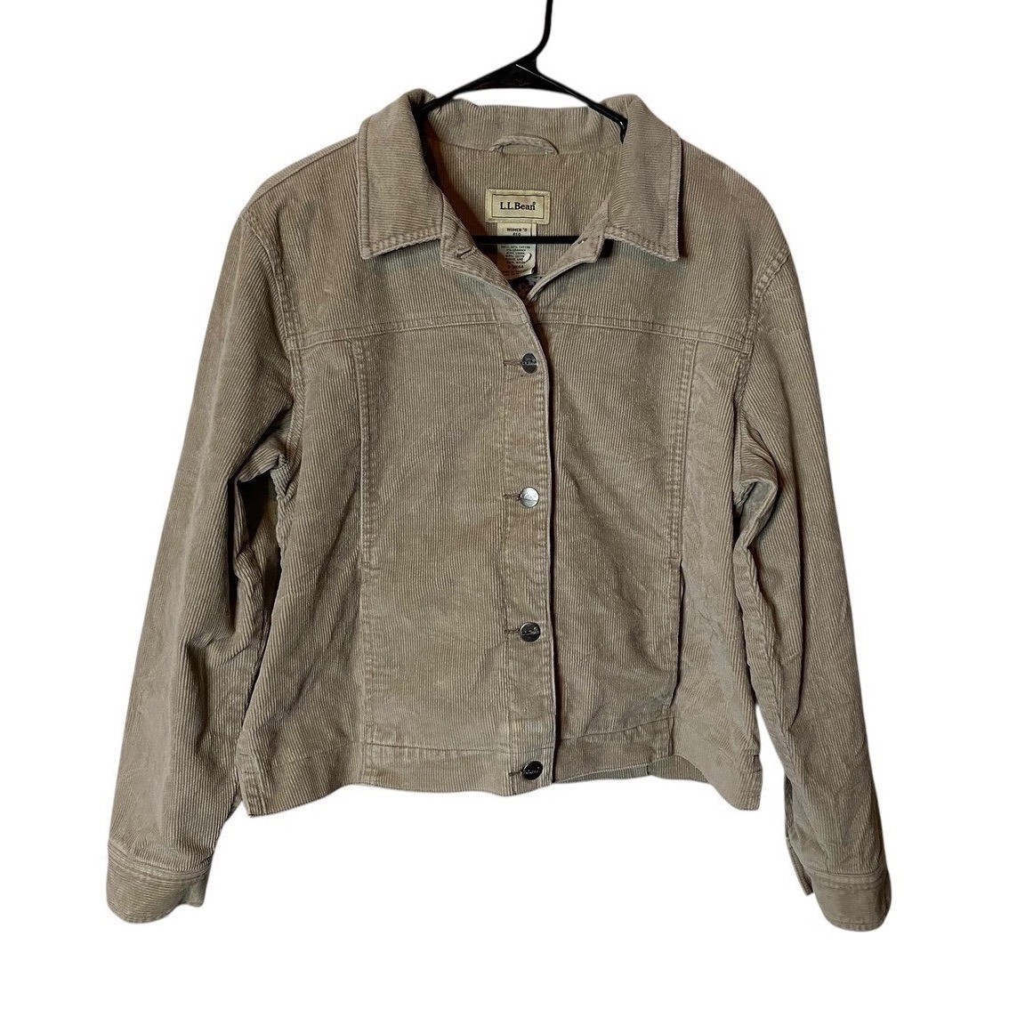 L.L.Bean Women\'s Corduroy Jacket Small Beige Khaki Button Front Coat