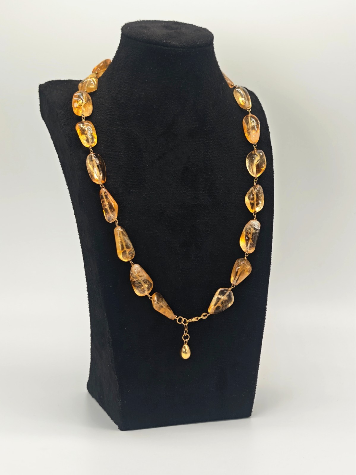 Vintage 18K Gold Citrine Gemstone Necklace Yellow Gold Fine Jewelry