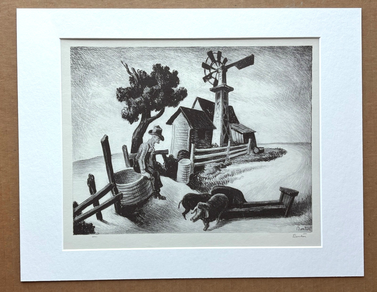 Vtg 1939 Print in 11x14 Mat, Ready to Frame: Thomas Hart Benton, \ Vtg 1939 Print in 11x14 Mat, Ready to Frame: Thomas Hart Benton, \