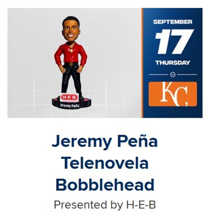 Jeremy Pena Houston Astros SGA Telenovela Bobblehead 9/17/2026 IN HAND New MINT Jeremy Pena Houston Astros SGA Telenovela Bobblehead 9/17/2026 IN HAND New MINT