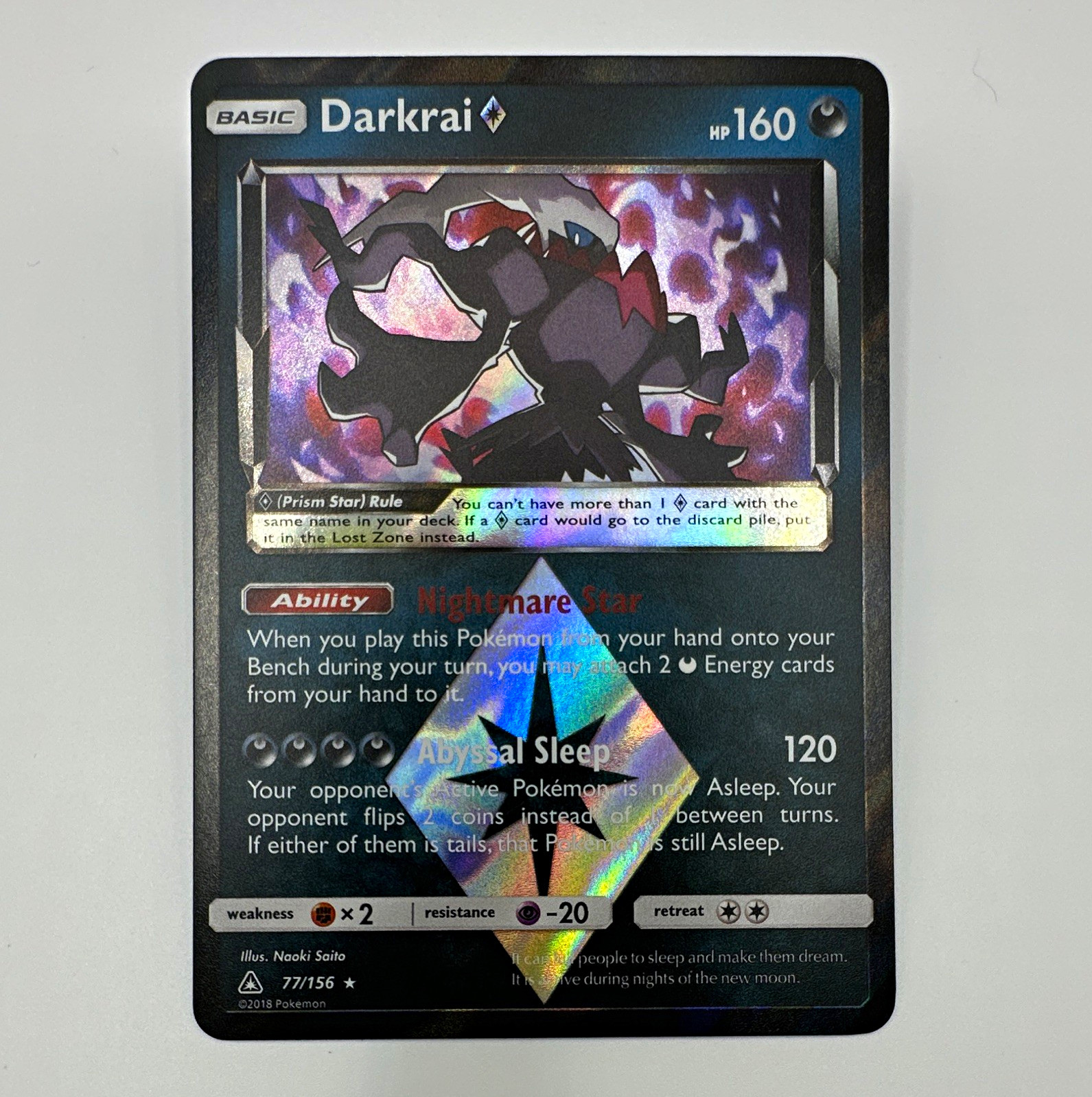The Pokémon Company Darkrai Prism Star SM-Ultra Prism Holo Prism Rare EN 77/156 The Pokémon Company Darkrai Prism Star SM-Ultra Prism Holo Prism Rare EN 77/156
