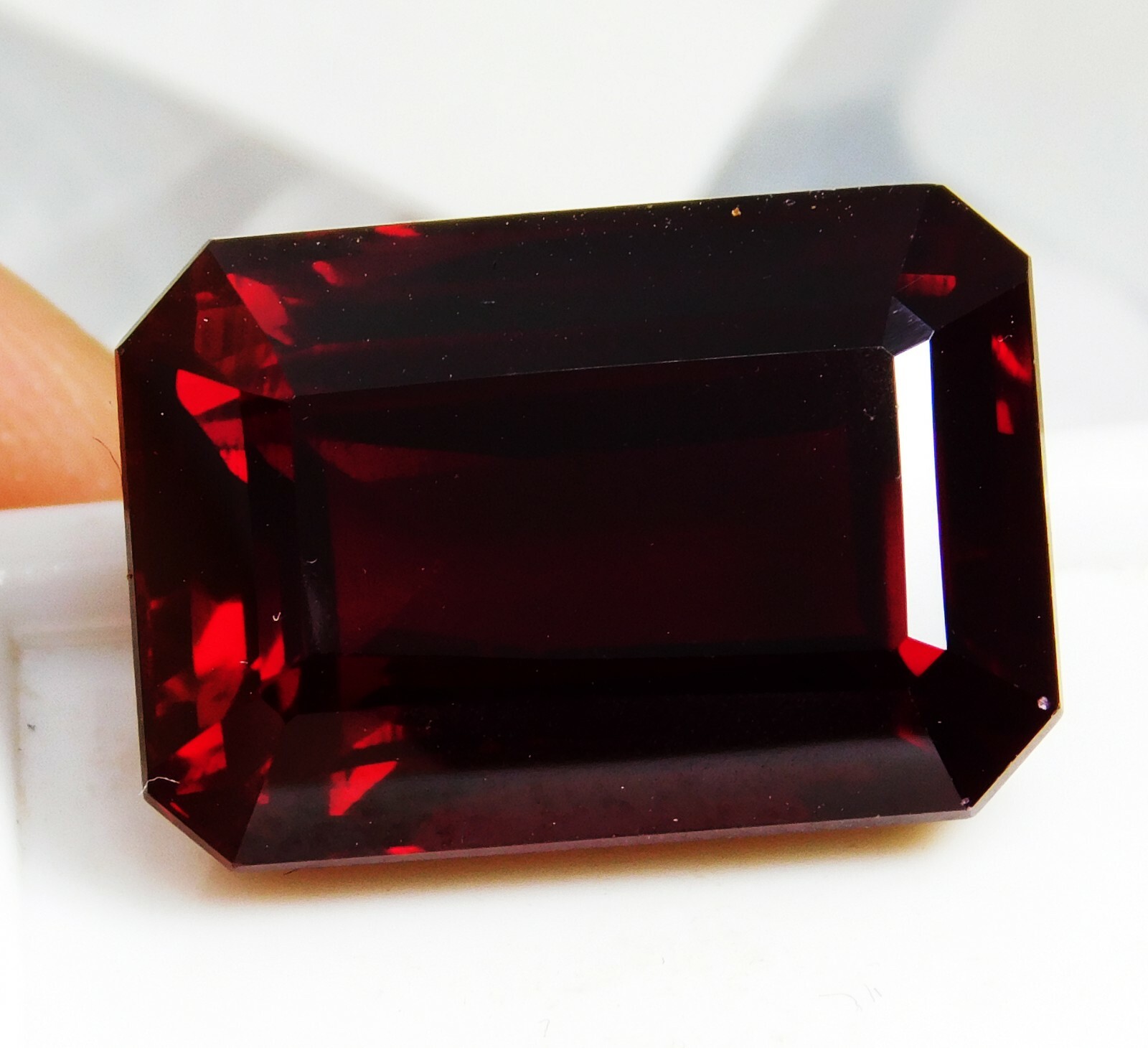 19 Ct Natural Emerald Cut AAA+++ Mozambique Red Dark Ruby Loose Gemstone 