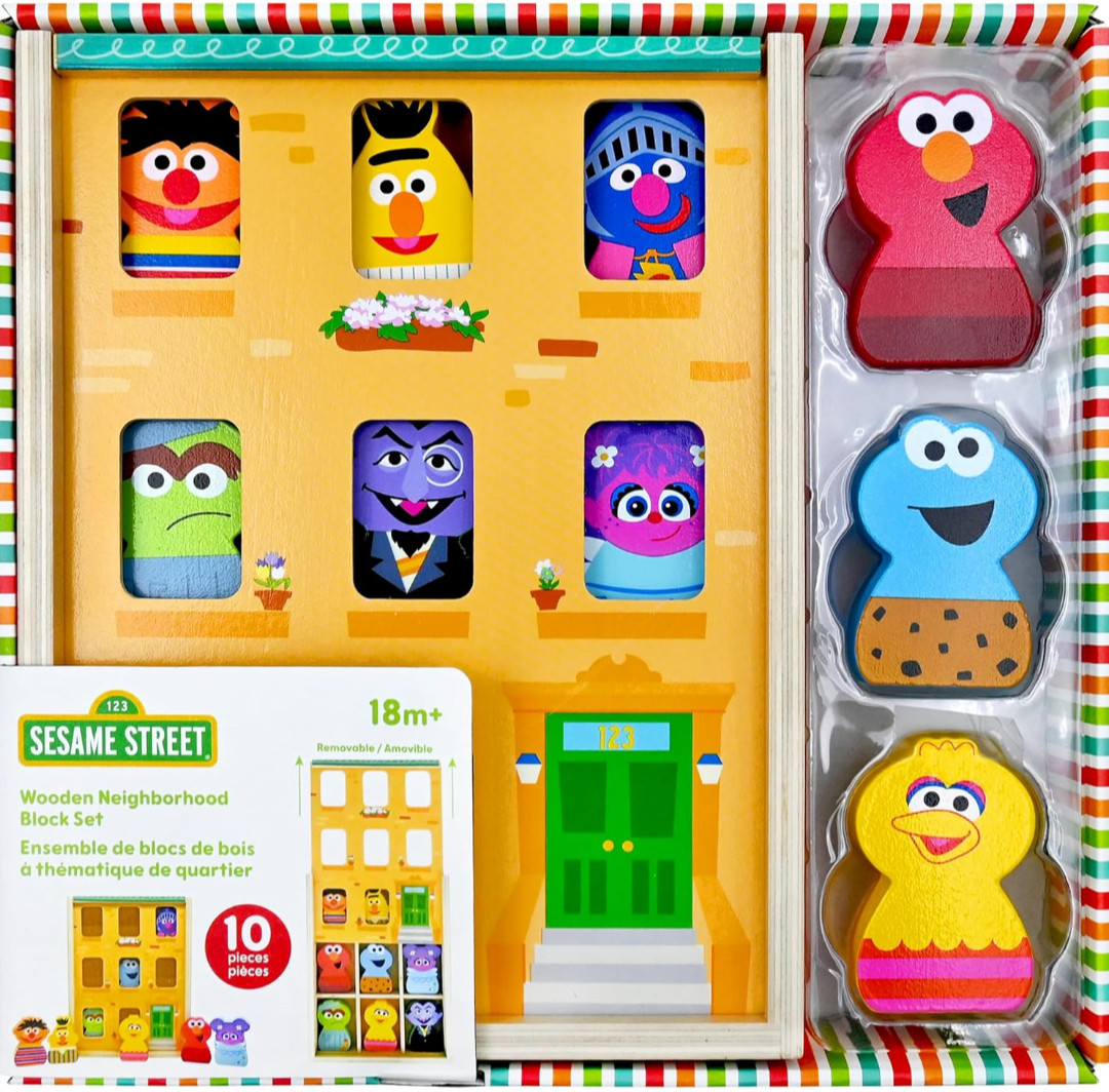 Kids Preferred Sesame Street Wooden Neighborhood Block Set Storage Case Toddler Kids Preferred Sesame Street Wooden Neighborhood Block Set Storage Case Toddler