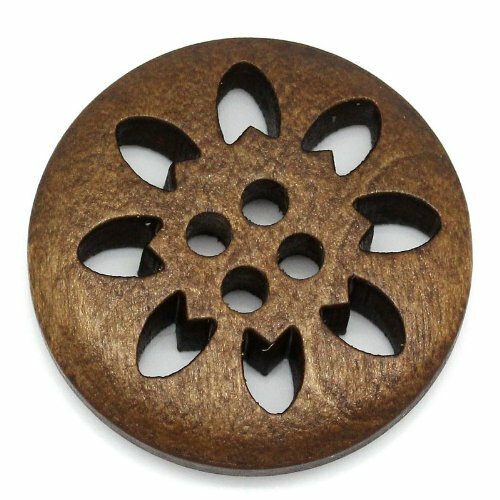 50PCs Wood Buttons Sewing Snowflake Carved 4 Holes Brown 25mm Dia.(1\ 50PCs Wood Buttons Sewing Snowflake Carved 4 Holes Brown 25mm Dia.(1\