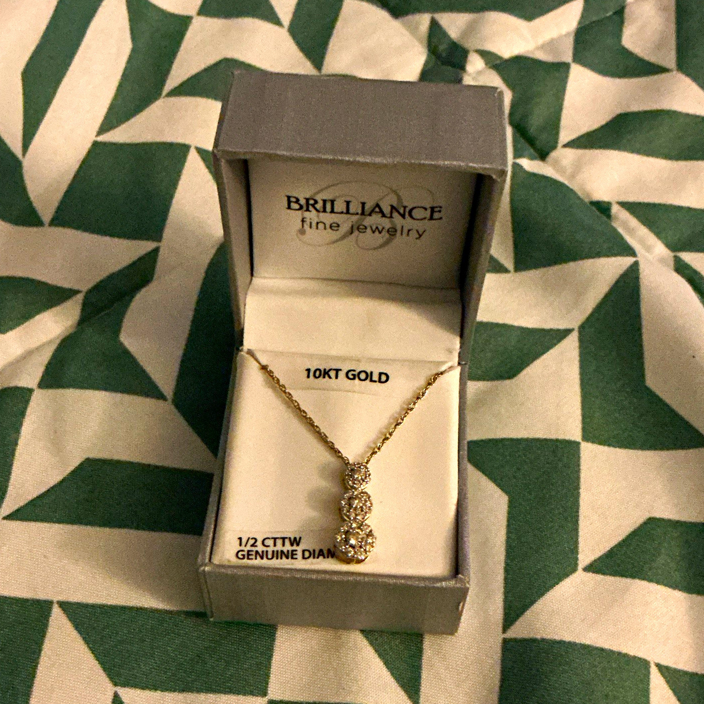 Brilliance Fine Jewelry 10K Yellow Gold Diamond Pendant Charm Cable Necklace Brilliance Fine Jewelry 10K Yellow Gold Diamond Pendant Charm Cable Necklace