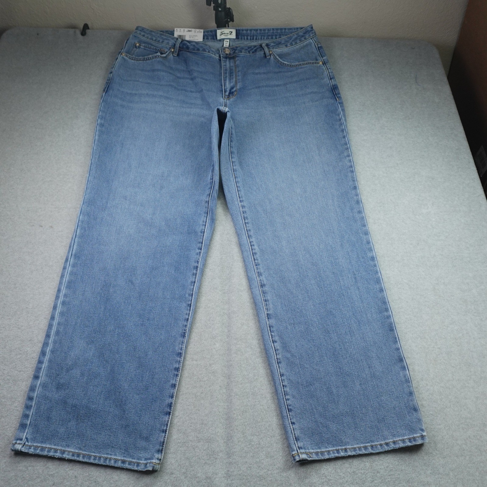 Seven7 Jeans Womens 18W Blue Loose Straight High Rise Denim Seven7 Jeans Womens 18W Blue Loose Straight High Rise Denim