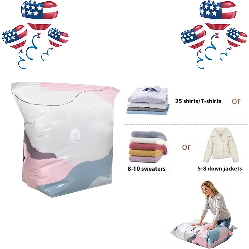 No-Pump Vacuum Storage Bags Large Cube Space Saver Compression Bags New Us