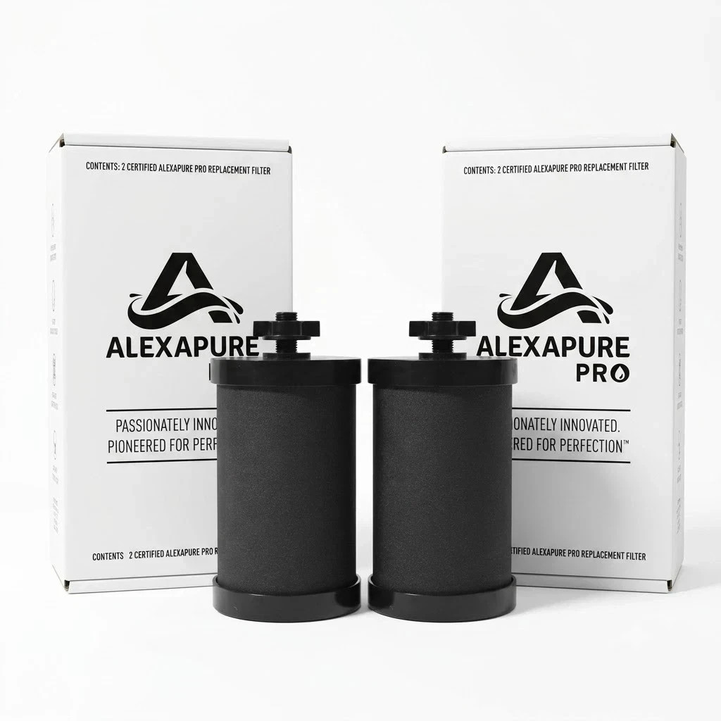 2 Pack Alexapure PRO 2387 Replacement Water Filter Black