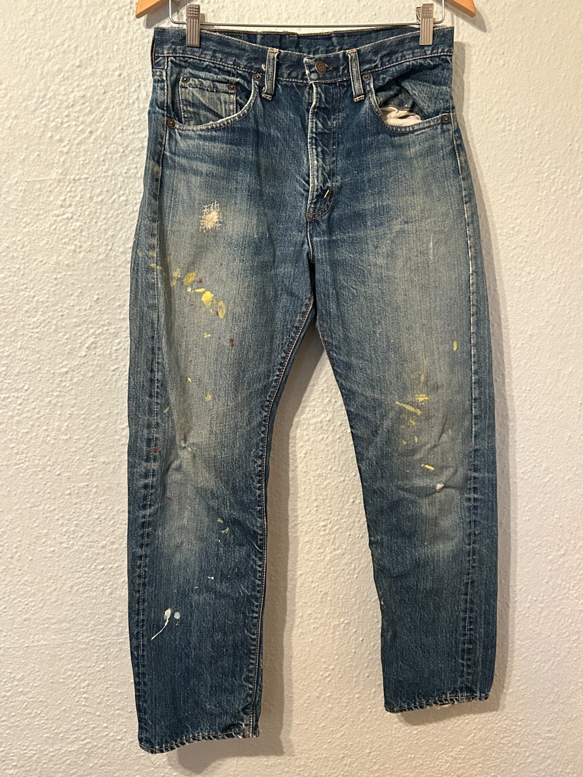 Distressed Vtg 60s Levi\'s Sz 30x29 Talon 42 Zip Denim Blue Jeans USA 66 Single