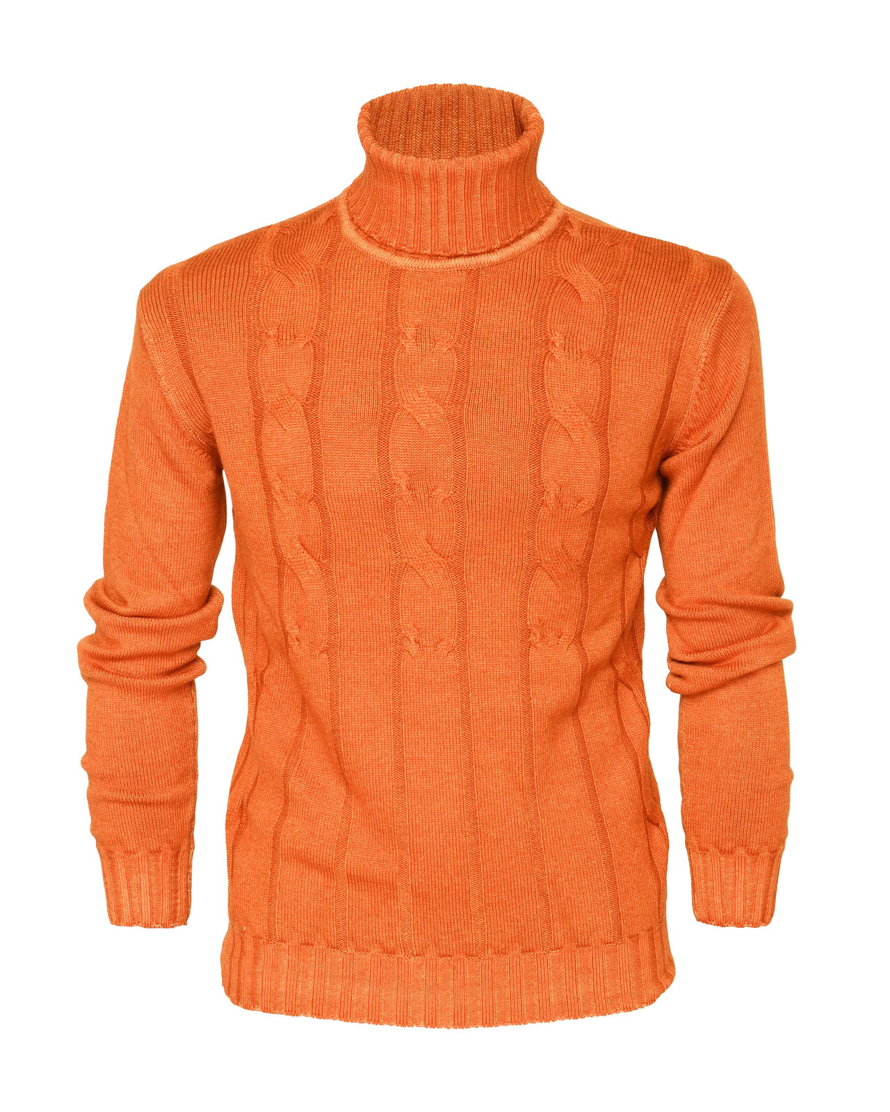 NWT EZZELINO Turtleneck SWEATER 6-ply merino wool orange luxury Italy 2XL