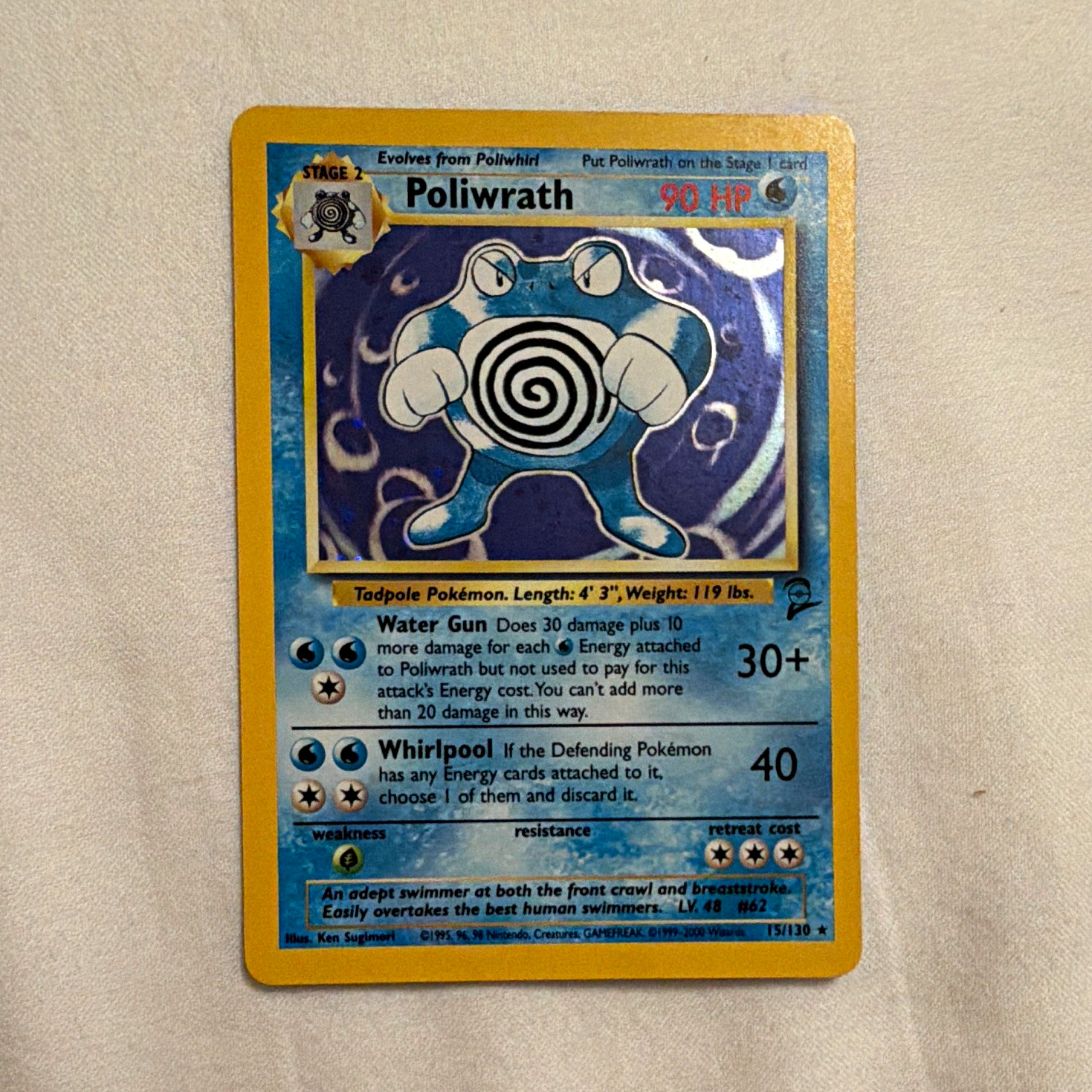 Pokemon TCG Poliwrath 15/130 Base Set 2 Holo Rare Stage 2 90 HP 1999 Pokemon TCG Poliwrath 15/130 Base Set 2 Holo Rare Stage 2 90 HP 1999
