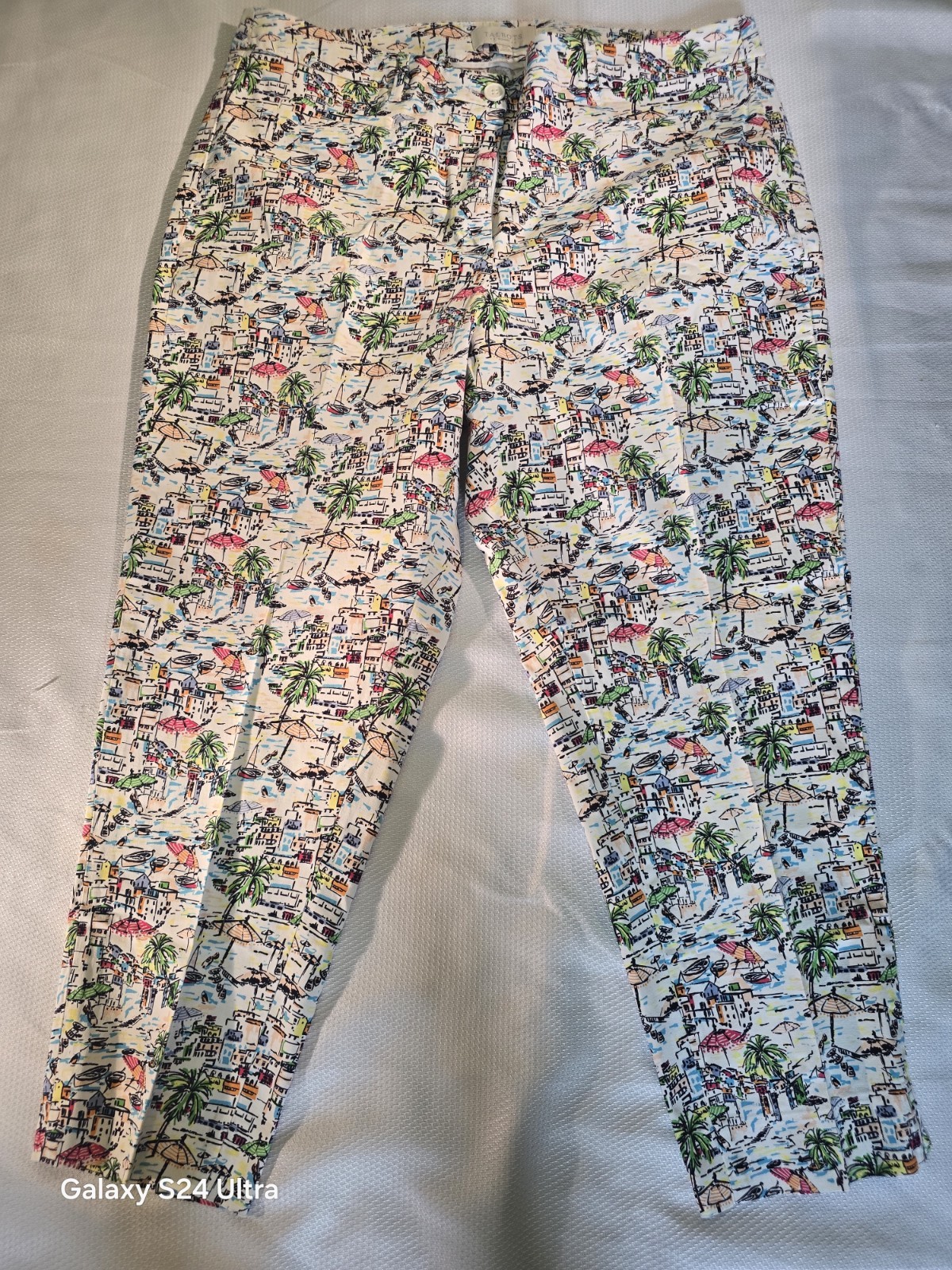TALBOTS WOMAN Island Print Front Zip Cropped 4 Pckt Ctn/Spndx Pants Sz 16W TALBOTS WOMAN Island Print Front Zip Cropped 4 Pckt Ctn/Spndx Pants Sz 16W