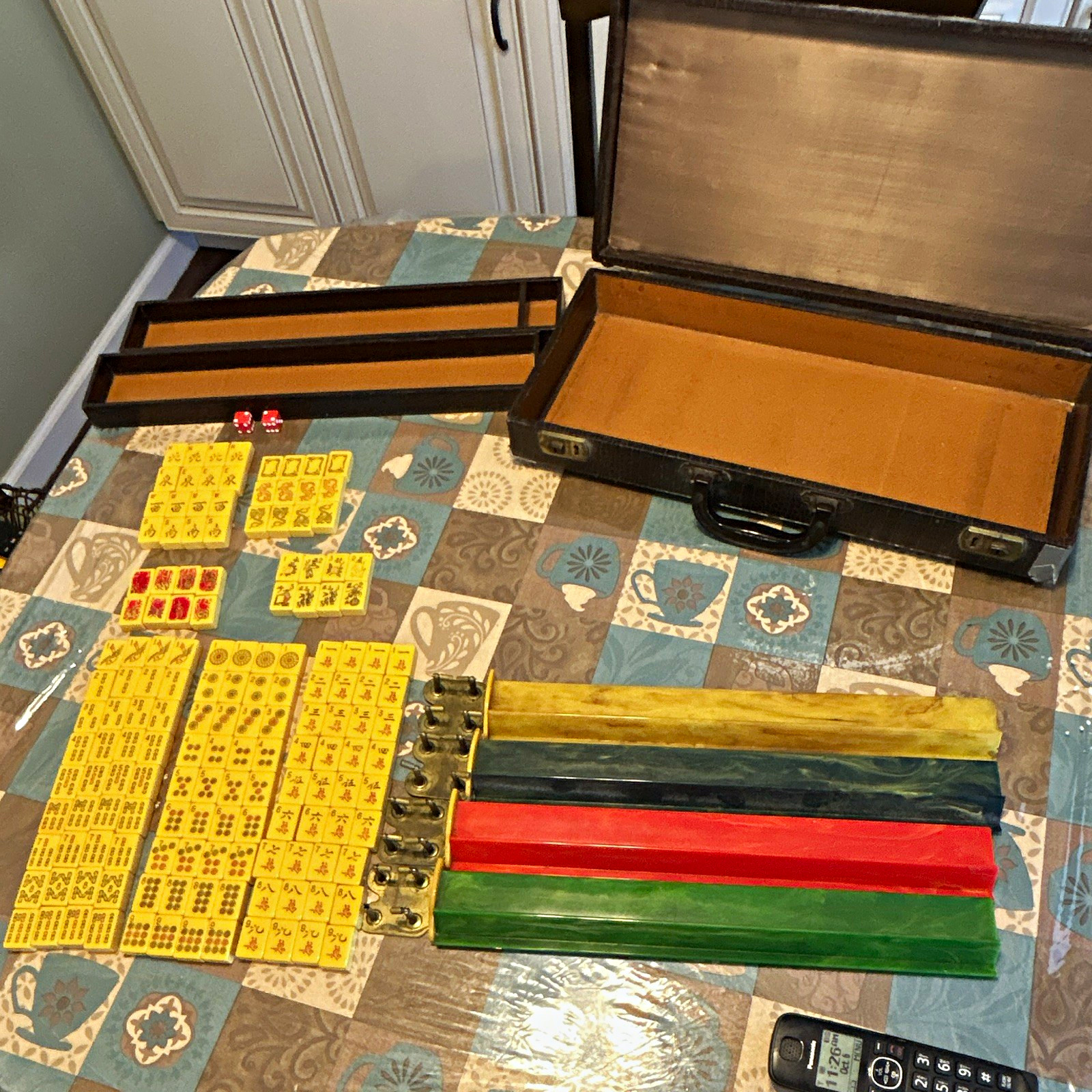 Vintage Catalin Chinese Mahjong Set 144+ Tiles Complete Marbled Racks Case Vintage Catalin Chinese Mahjong Set 144+ Tiles Complete Marbled Racks Case