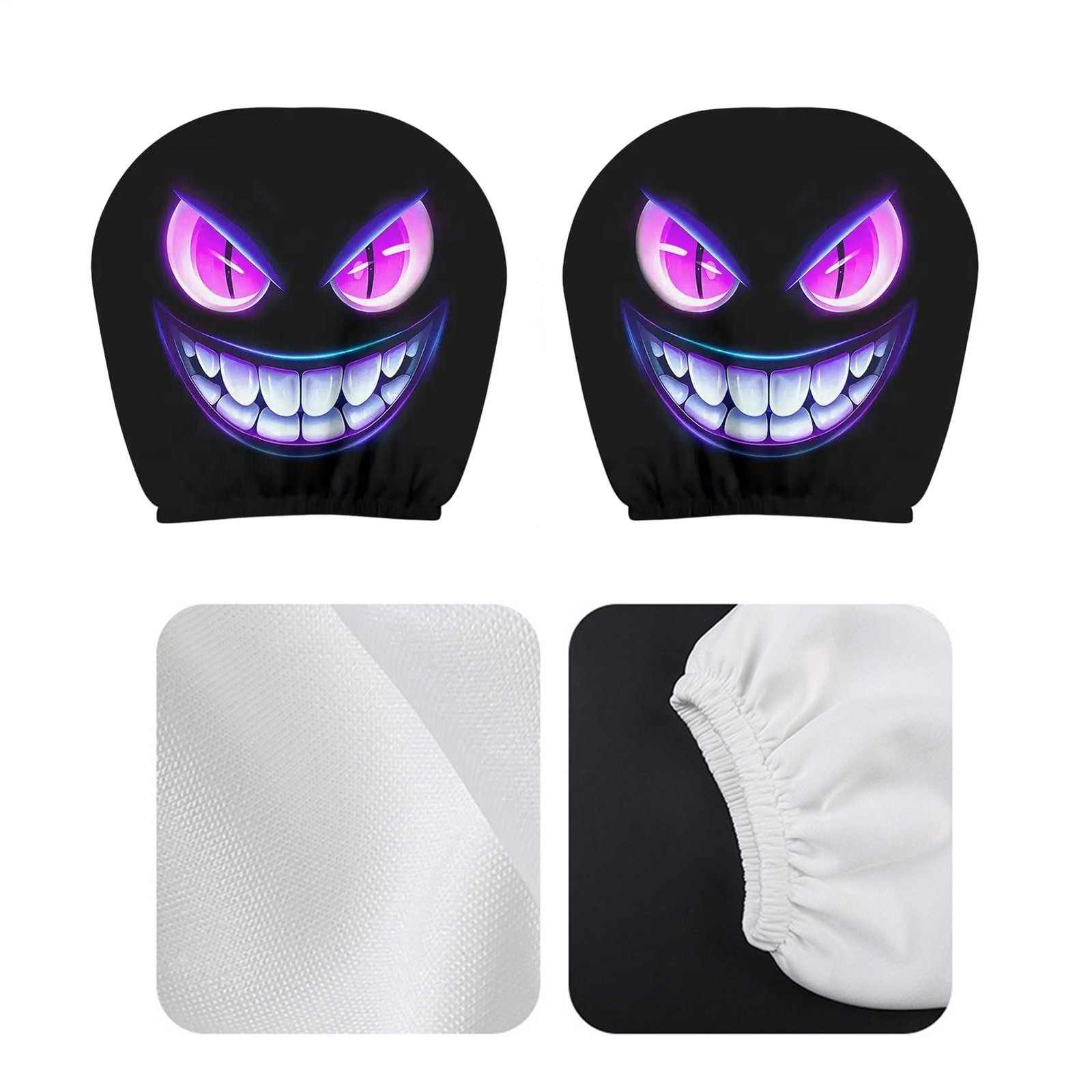 1 Pair Funny Car Seat Headrest Covers – Halloween Scary Face Car Seat Protector