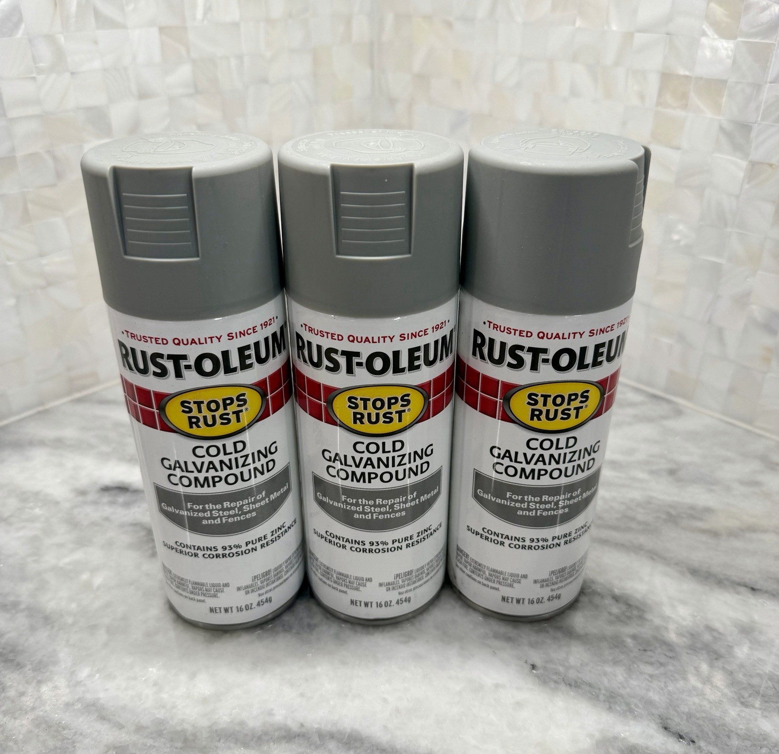 3 Cans Rust-Oleum 7785830 Flat Galvanizing Zinc Compound Stops Rust Spray Paint