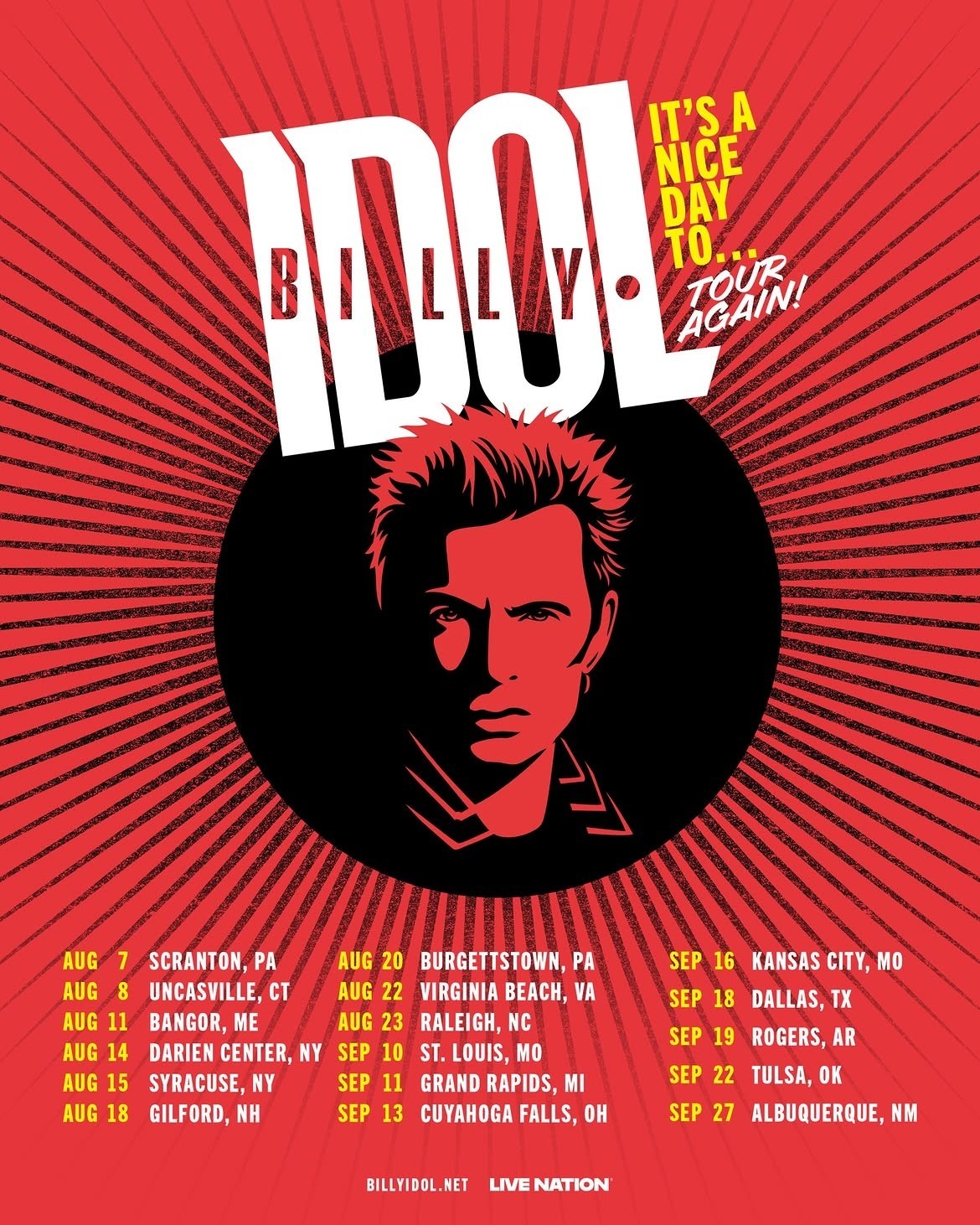 Billy Idol Its A Nice Day To Tour Again Concert Poster