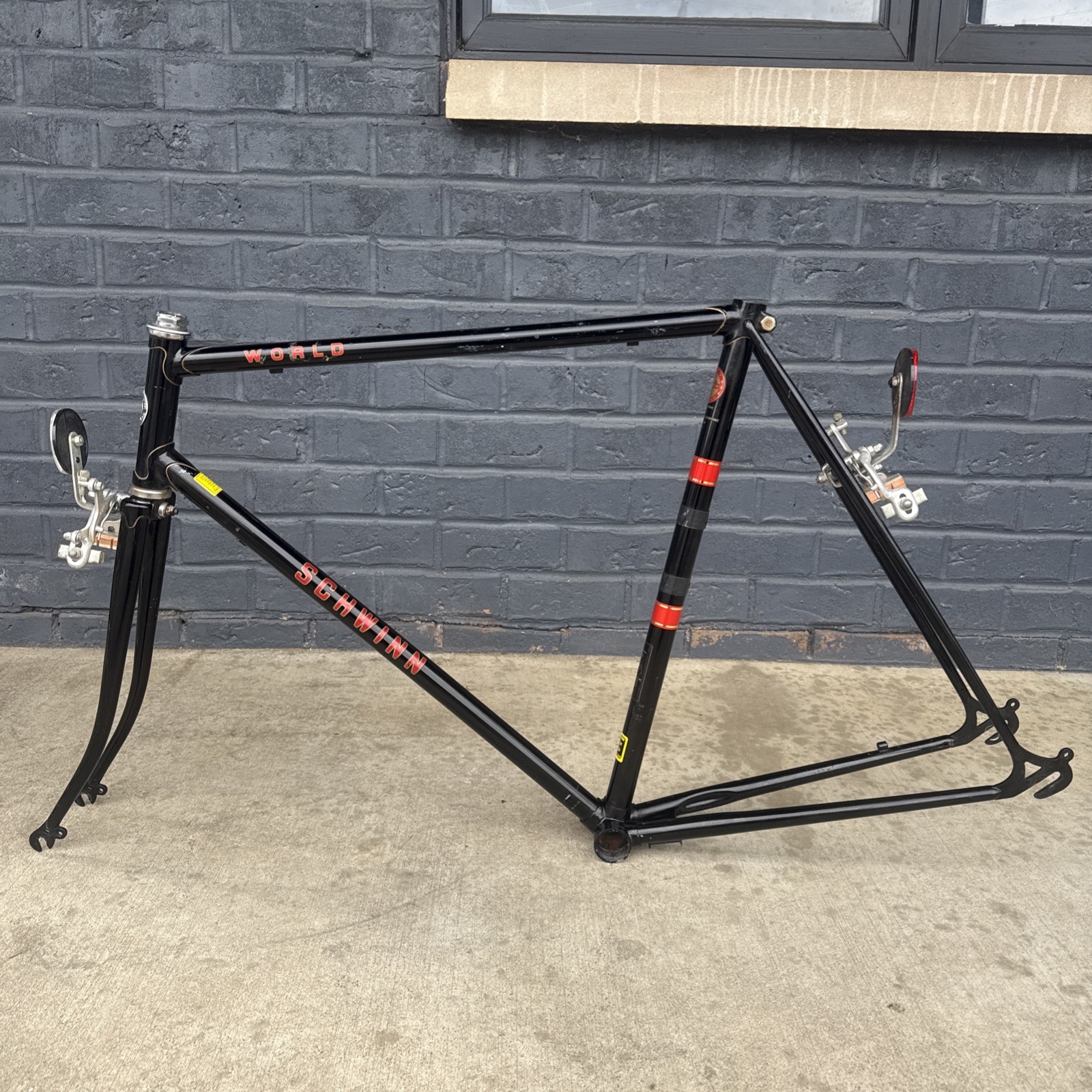 Vintage Schwinn World Frame 21” Road Bike CRMO Black Lugged 1” Fork W/ Brake
