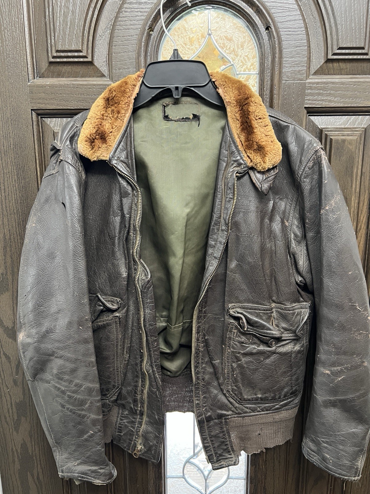 Vintage 40s WWII M422A Fried Ostermann US Navy Bomber Military Flight Jacket USN