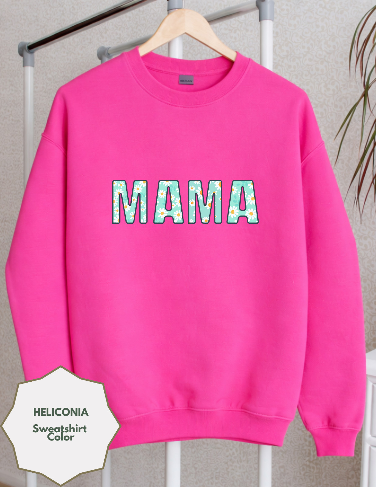 Personalized Mama Sweatshirt Pink Custom Name Gift Cozy Crewneck Pullover