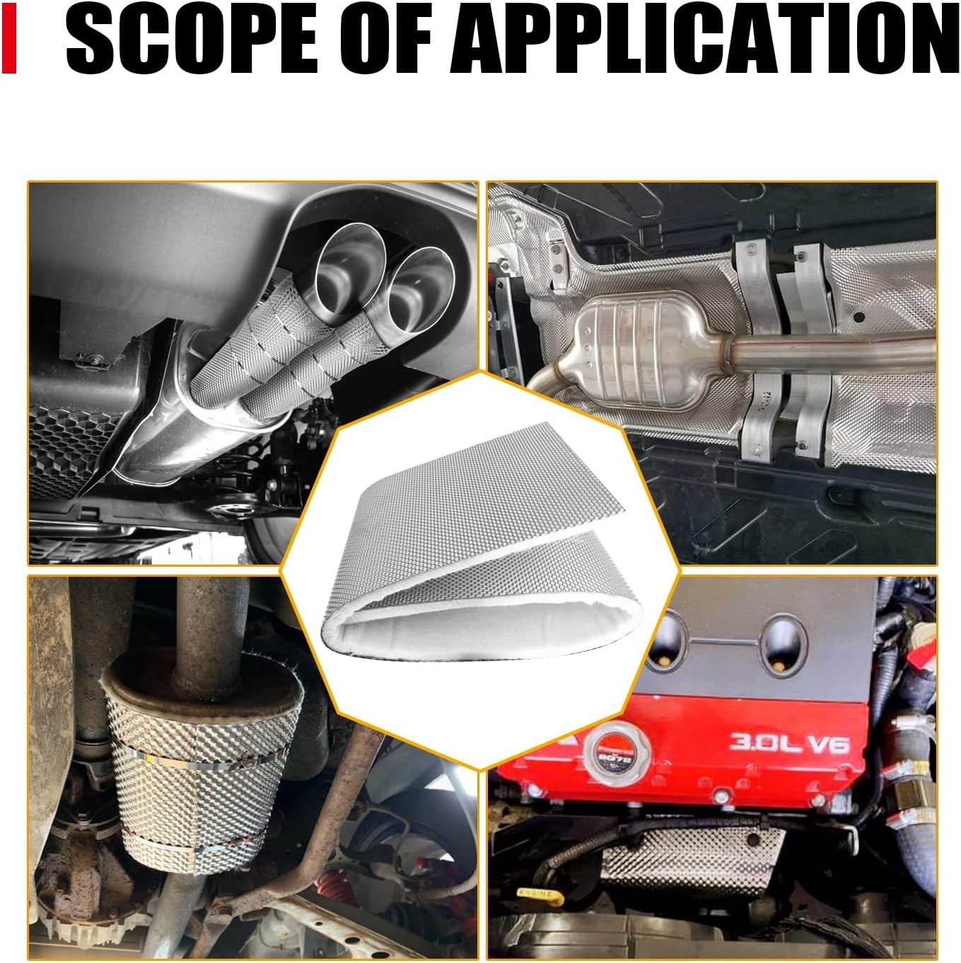 Exhaust Wrap Heat Shield Automotive Aluminum Material Muffler Wrap 12\