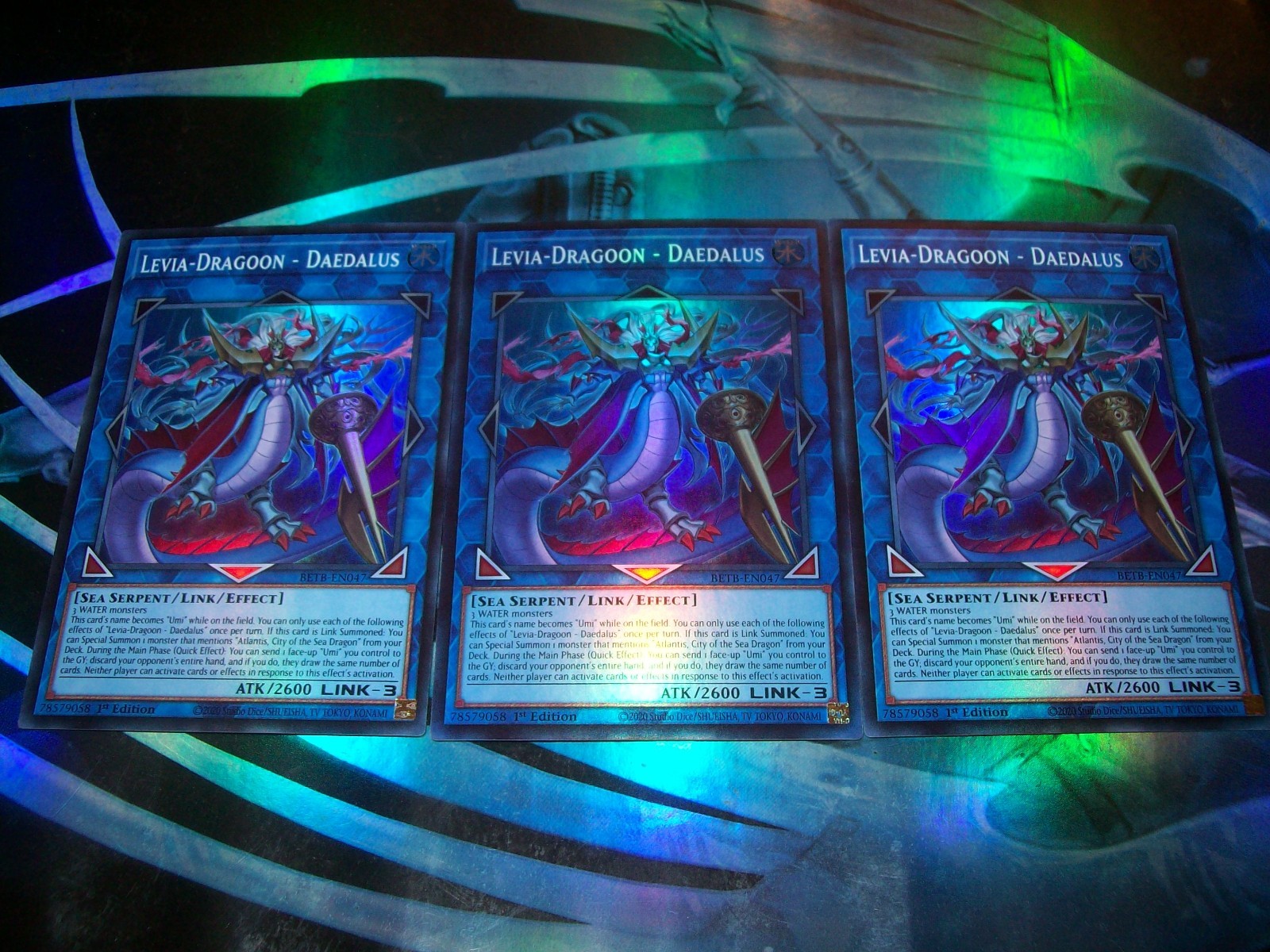 3x Levia-Dragoon - Daedalus 1st Edition Super Rare BETB-EN047 Yu-Gi-Oh 3x Levia-Dragoon - Daedalus 1st Edition Super Rare BETB-EN047 Yu-Gi-Oh