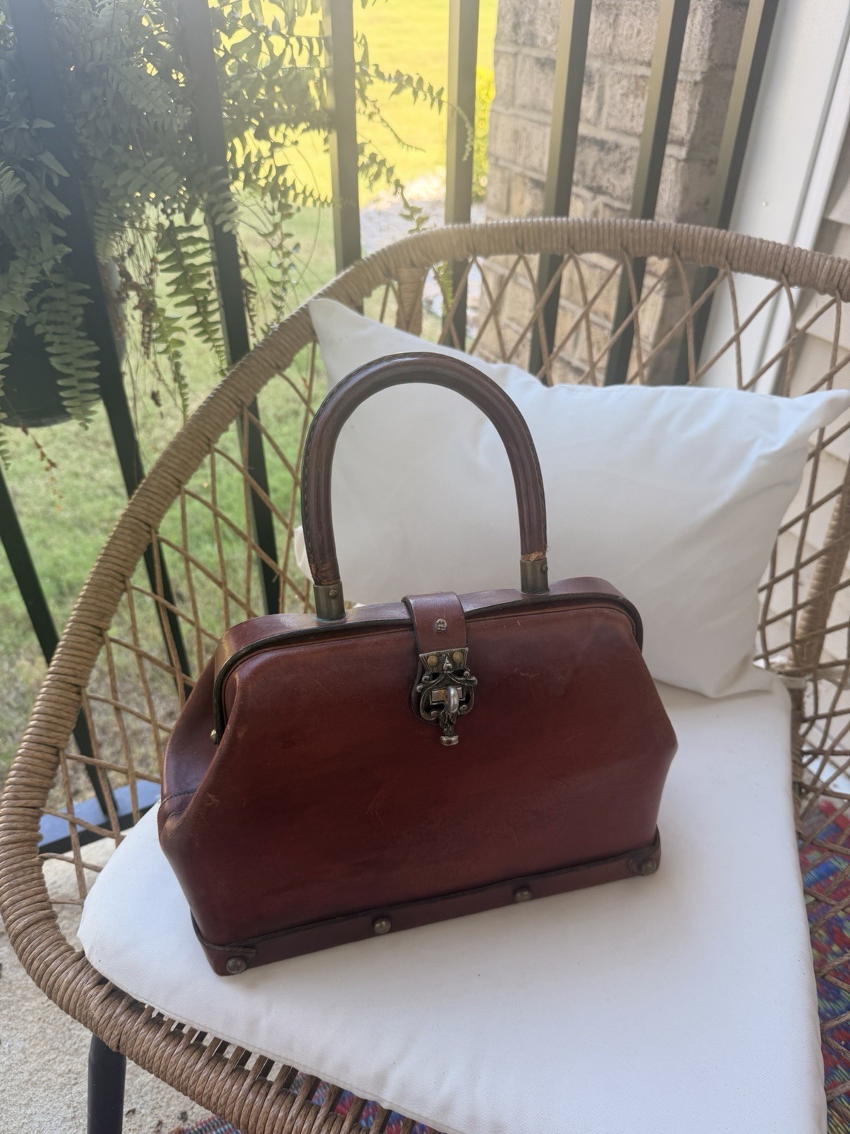 Vintage 60s 70s Etienne Aigner Hand Made Oxblood Leather Doctor Satchel Bag