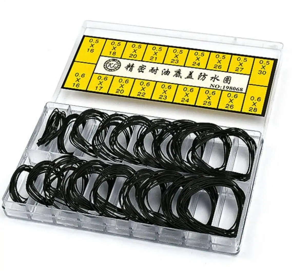 200pcs 0.5&0.6mm Waterproof Watch O-Ring Rubber Gasket Assortment For Watchmaker