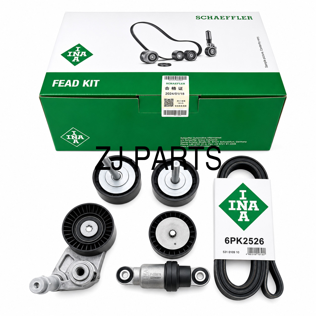 INA Engine Belt Tensioner Drive Kit For Porsche Macan 2014-2018 3.0 3.6 6PK2526 INA Engine Belt Tensioner Drive Kit For Porsche Macan 2014-2018 3.0 3.6 6PK2526